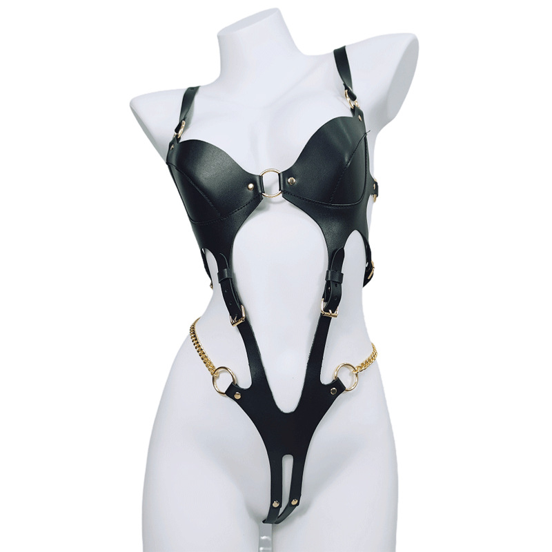 Leather Work Harness - Gothic Bondage Körpergeschirr Hohlkäfig-Set für Erwachsene,