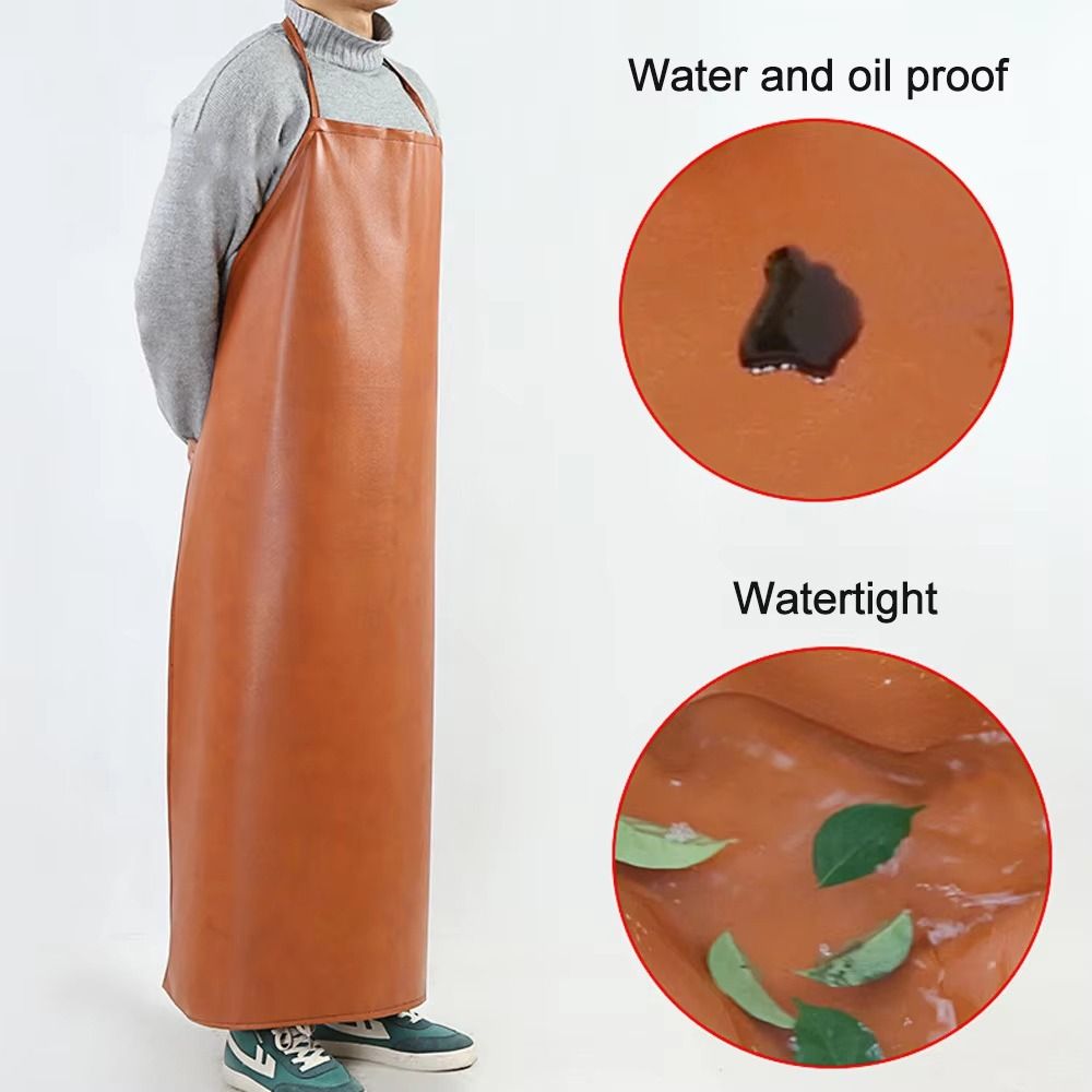 Leatherwork Apron - Verdickte PU-Leder-Schürze 95/120cm Ölbeständige Arbeitsschürze Verschleißfeste