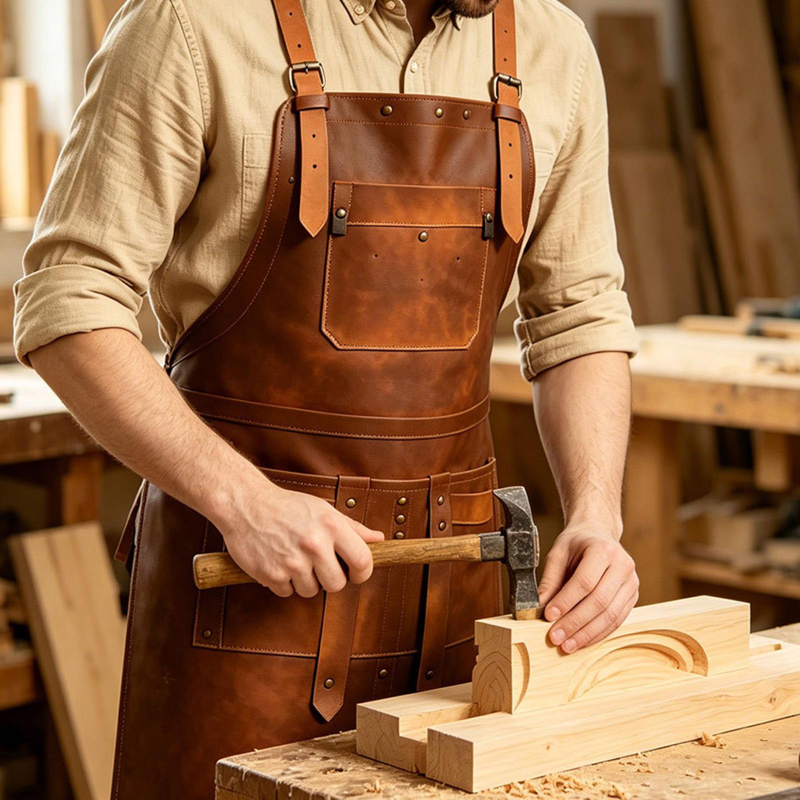 Leatherwork Apron - Lederschürze mit Mehreren Taschen, Wasserdicht, Verstellbare
